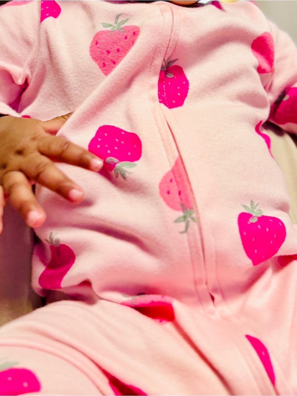 Carter's Pink Strawberry Zip-Up Pajama Set
